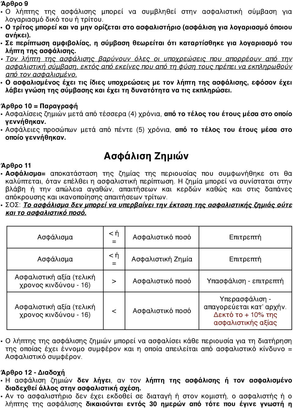 Τον λήπτη της ασφάλισης βαρύνουν όλες οι υποχρεώσεις που απορρέουν από την ασφαλιστική σύμβαση, εκτός από εκείνες που από τη φύση τους πρέπει να εκπληρωθούν από τον ασφαλισμένο.