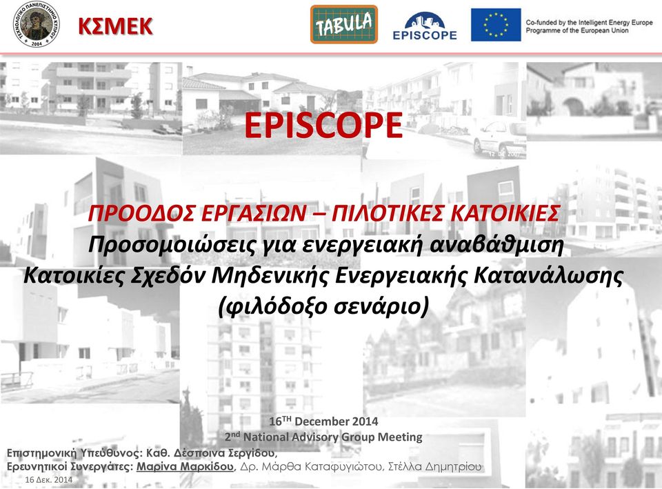 2014 16 TH December 2014 2 nd National Advisory Group Meeting Επιστημονική Υπεύθυνος: