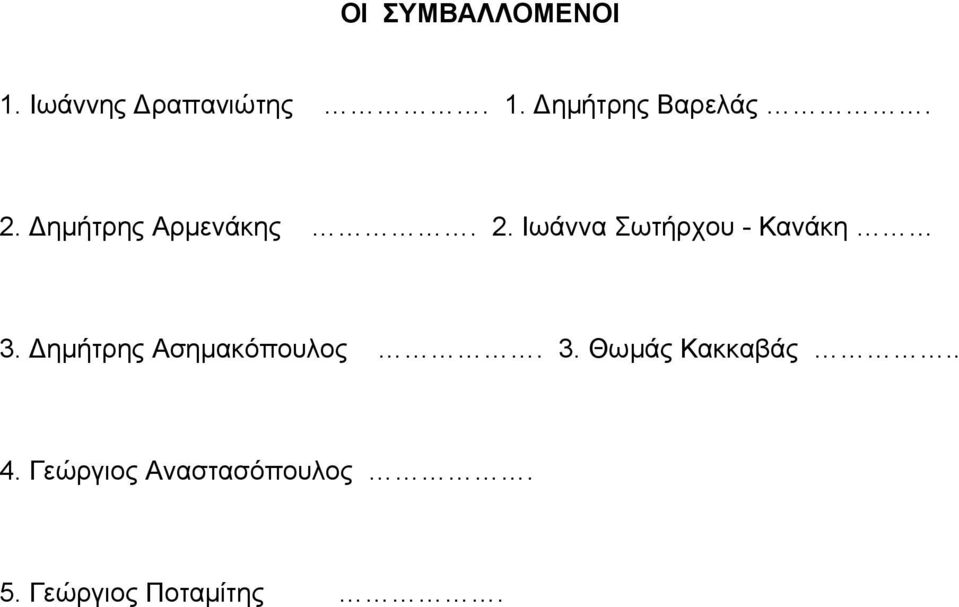 ηµήτρης Ασηµακόπουλος. 3. Θωµάς Κακκαβάς.. 4.