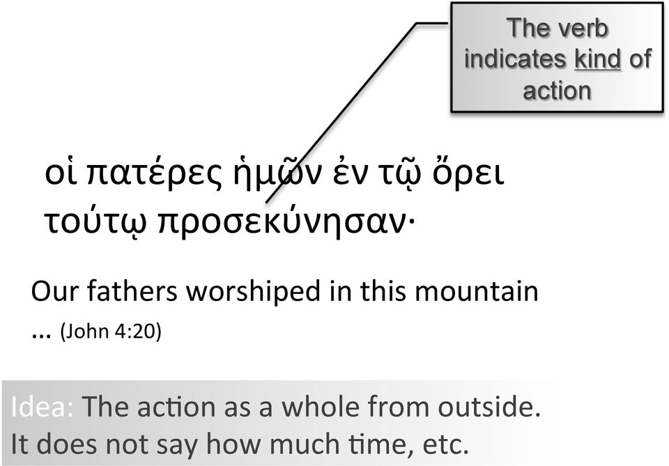 in this mountain (John 4:20) Idea: The acnon as a
