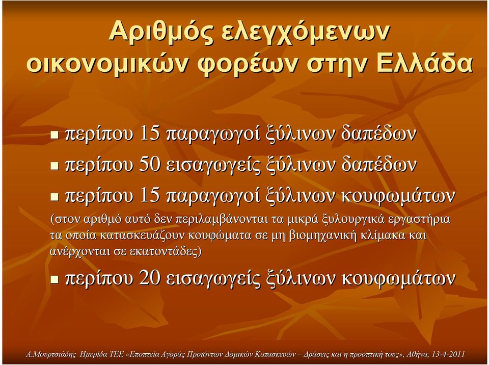 αυτό δεν περιλαµβάνονται τα µικρά ξυλουργικά εργαστήρια τα οποία κατασκευάζουν κουφώµατα