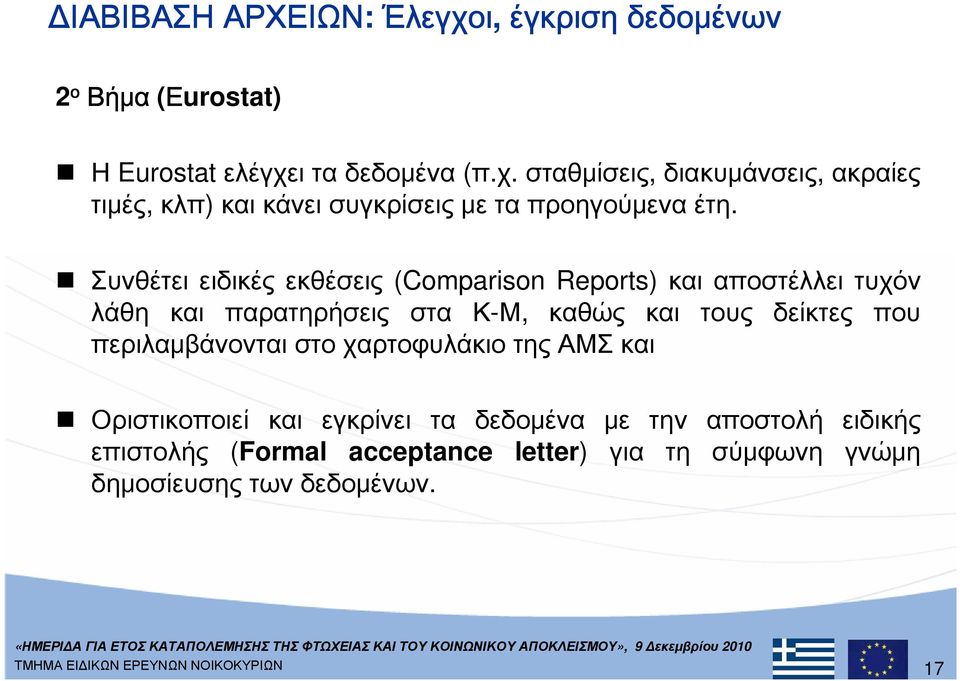 περιλαμβάνονται στο χαρτοφυλάκιο της ΑΜΣ και Οριστικοποιεί και εγκρίνει τα δεδομένα με την αποστολή ειδικής επιστολής (Formal