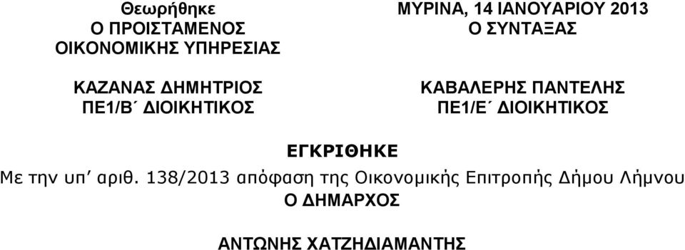 ΠΑΝΤΕΛΗΣ ΠΕ1/Ε ΔΙΟΙΚΗΤΙΚΟΣ ΕΓΚΡΙΘΗΚΕ Με την υπ αριθ.