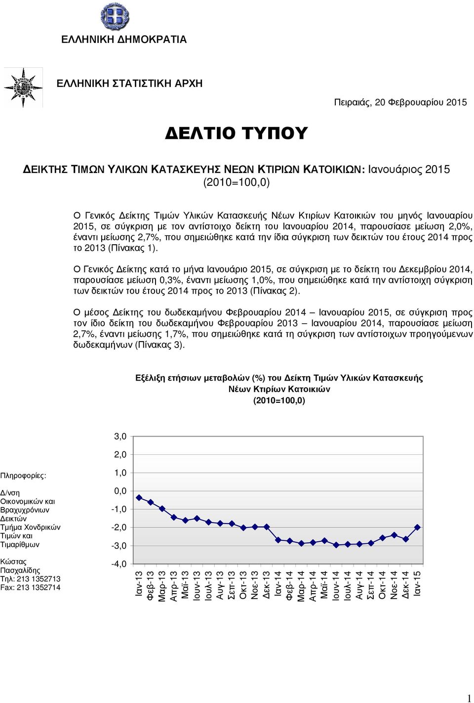 σύγκριση των δεικτών του έτους 2014 προς το 2013 (Πίνακας 1).