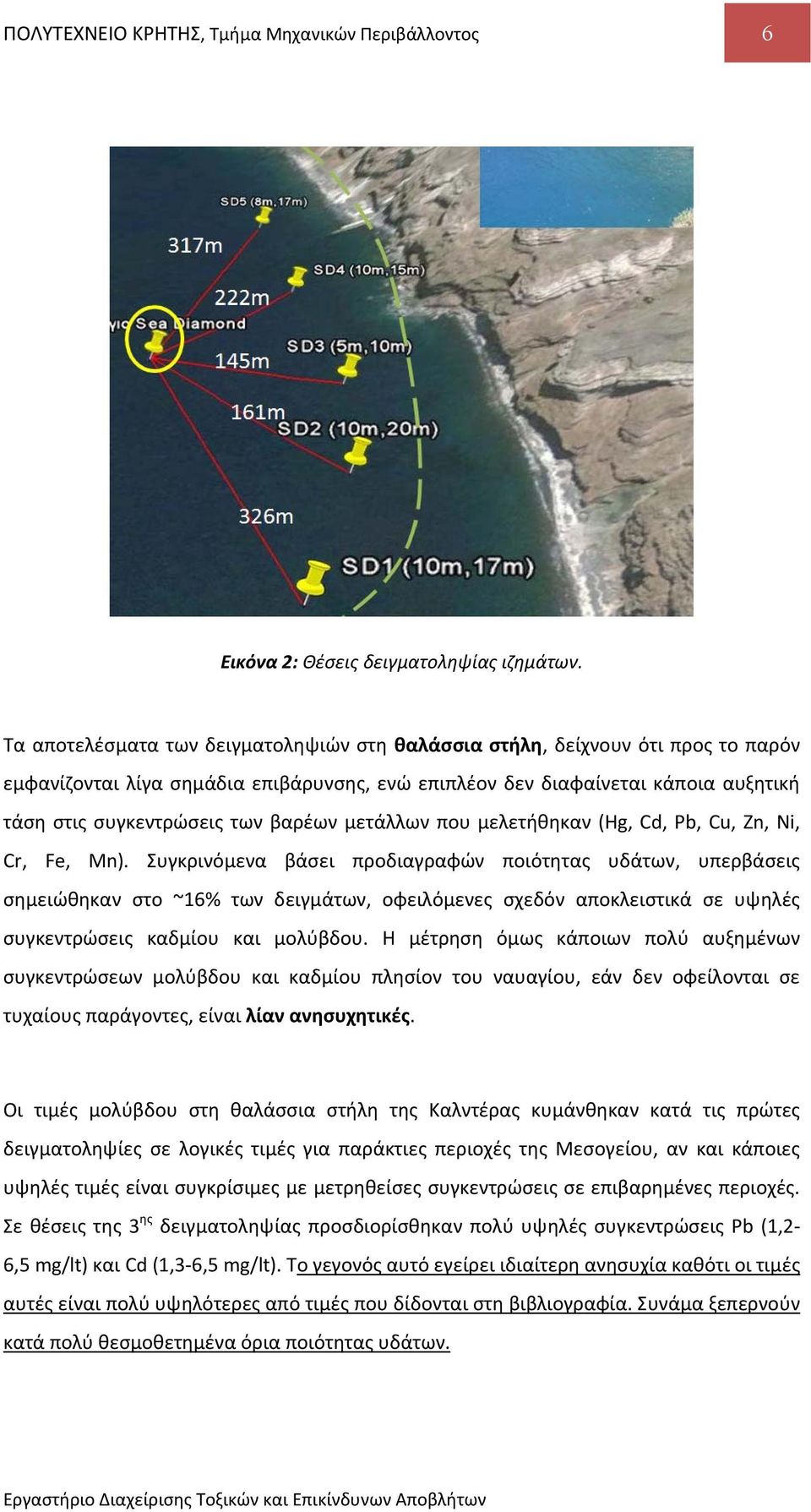 βαρέων μετάλλων που μελετήθηκαν (Hg, Cd, Pb, Cu, Zn, Ni, Cr, Fe, Mn).