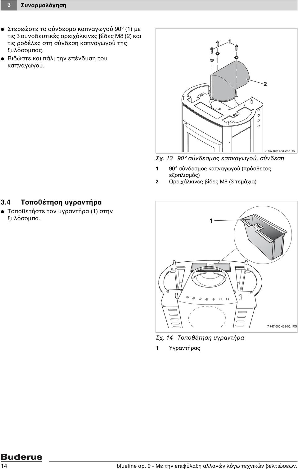 13 90 σύνδεσμος καπναγωγού, σύνδεση 1 90 σύνδεσμος καπναγωγού (πρόσθετος εξοπλισμός) 2 Ορειχάλκινες βίδες M8 (3 τεμάχια) 3.