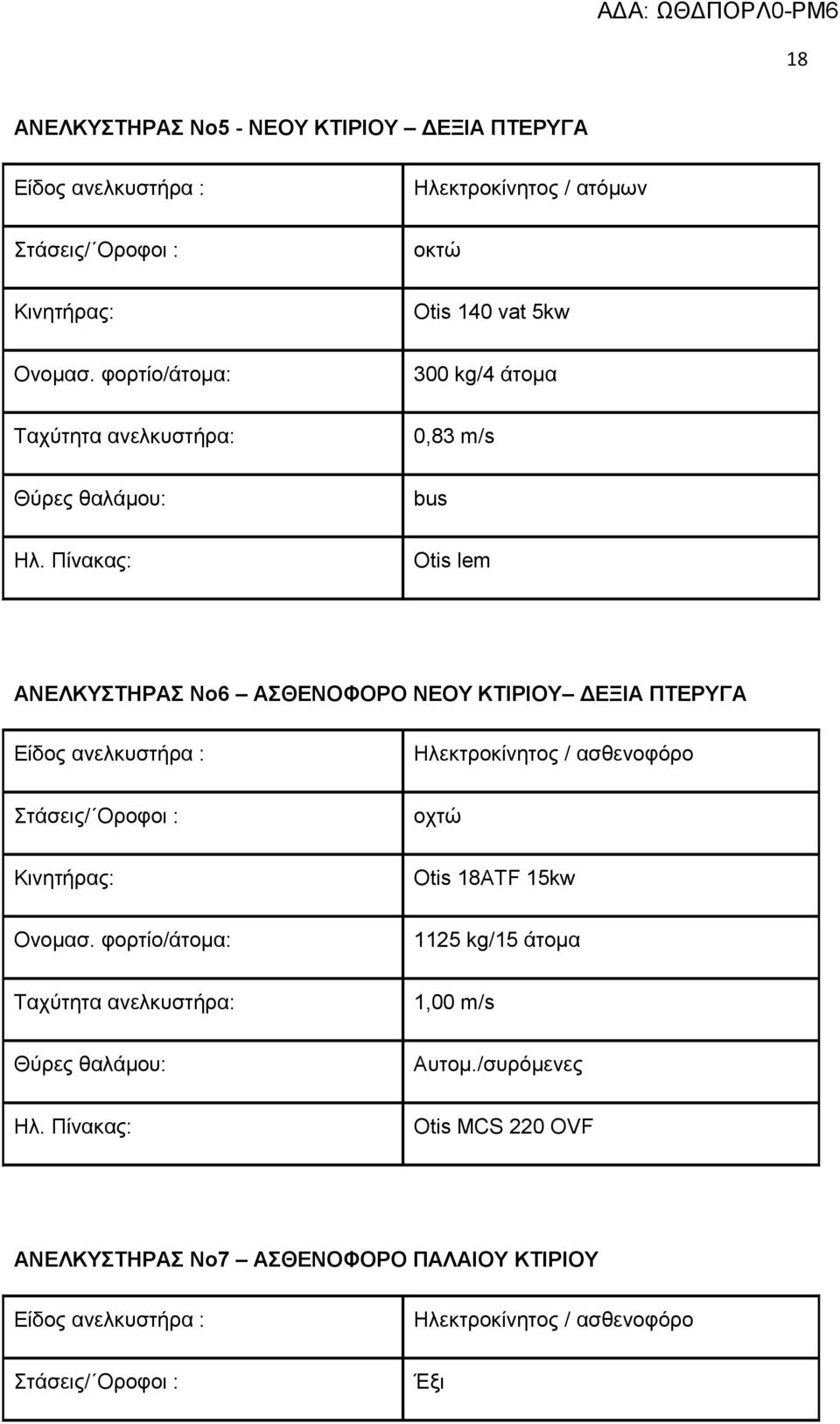 Πίλαθαο: Otis lem ΑΝΔΛΚΤΣΖΡΑ Νο6 ΑΘΔΝΟΦΟΡΟ ΝΔΟΤ ΚΣΗΡΗΟΤ ΓΔΞΗΑ ΠΣΔΡΤΓΑ Δίδνο αλειθπζηήξα : Ηιεθηξνθίλεηνο / αζζελνθφξν ηάζεηο/ Οξνθνη : νρηψ Κηλεηήξαο: Otis