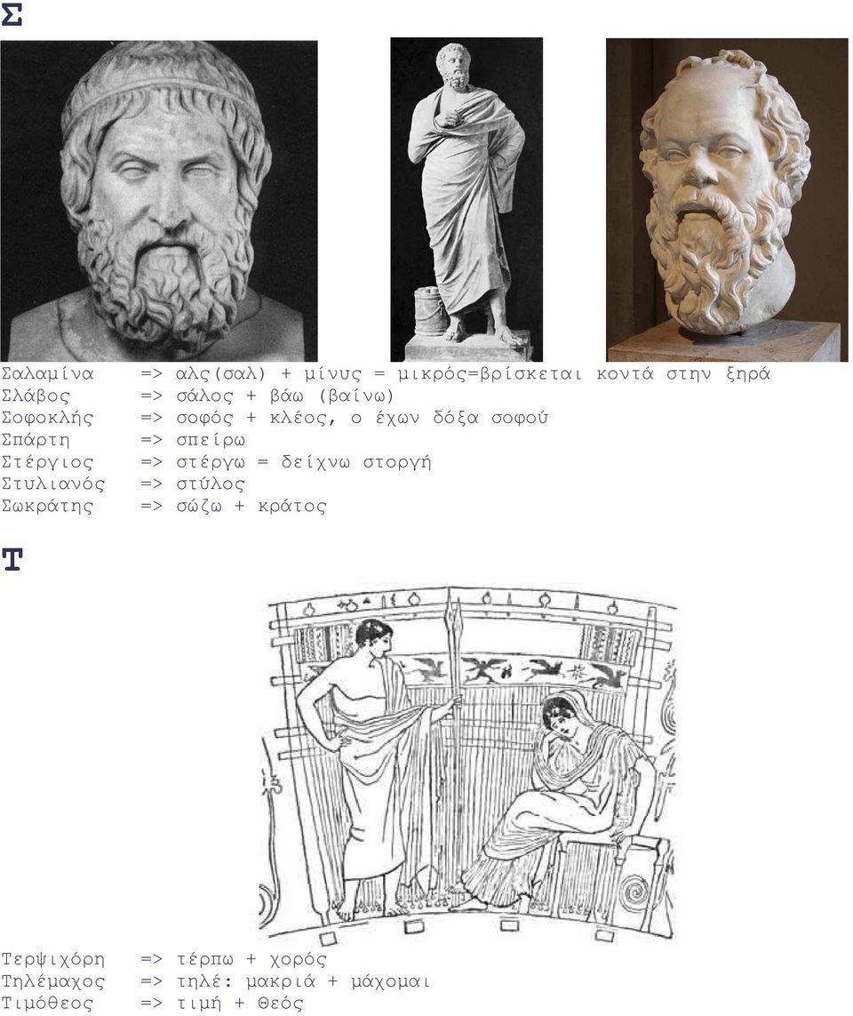 ο έχων δόξα σοφού => σπείρω => στέργω = δείχνω στοργή => στύλος => σώζω + κράτος