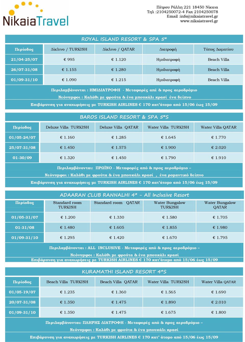 01/05-24/07 1.160 1.285 1.645 1.770 25/07-31/08 1.450 1.575 1.900 2.020 01-30/09 1.320 1.450 1.790 1.