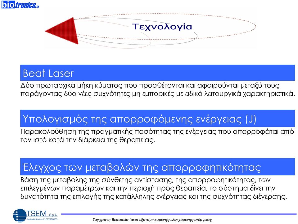 Υπολογισμός της απορροφόμενης ενέργειας (J) Παρακολούθηση της πραγματικής ποσότητας της ενέργειας που απορροφάται από τον ιστό κατά την διάρκεια της