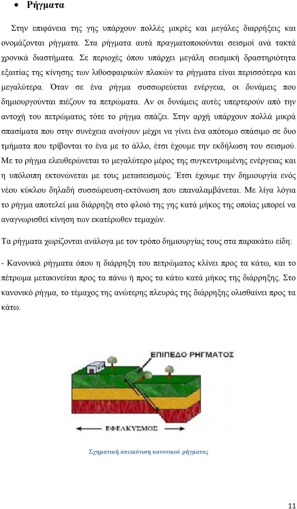 Όταν σε ένα ρήγμα συσσωρεύεται ενέργεια, οι δυνάμεις που δημιουργούνται πιέζουν τα πετρώματα. Αν οι δυνάμεις αυτές υπερτερούν από την αντοχή του πετρώματος τότε το ρήγμα σπάζει.