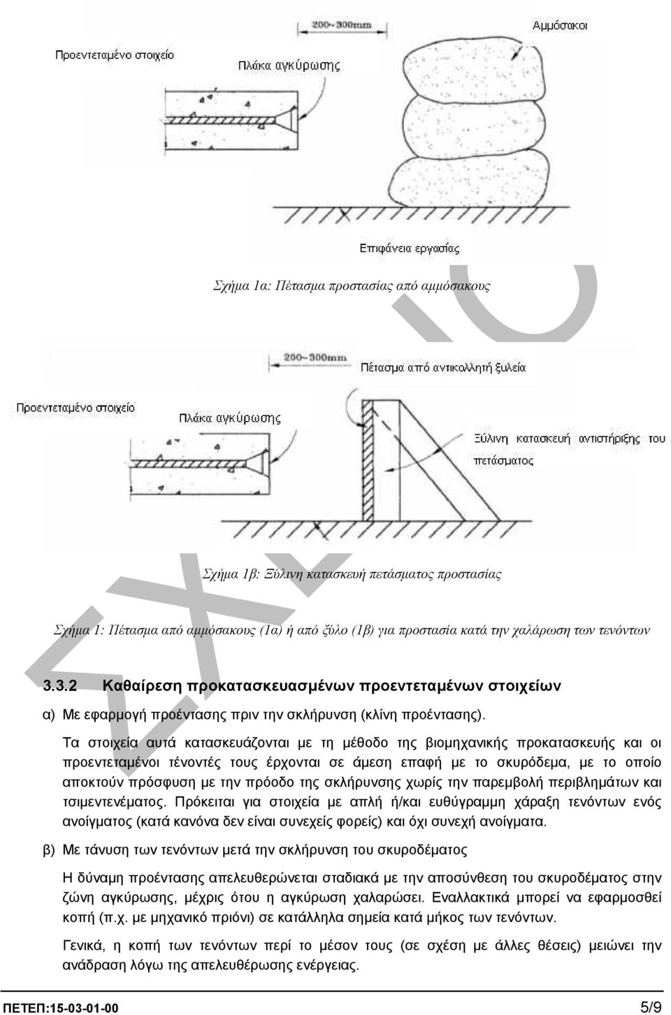 Τα στοιχεία αυτά κατασκευάζονται µε τη µέθοδο της βιοµηχανικής προκατασκευής και οι προεντεταµένοι τένοντές τους έρχονται σε άµεση επαφή µε το σκυρόδεµα, µε το οποίο αποκτούν πρόσφυση µε την πρόοδο