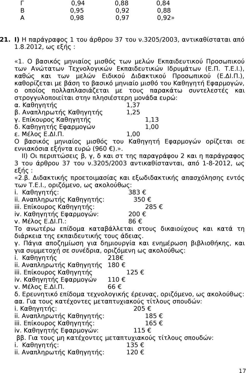 οσωπικού των Ανώτατων Τεχνολογικών Εκπαιδευτικών Ιδρυμάτων (Ε.Π.