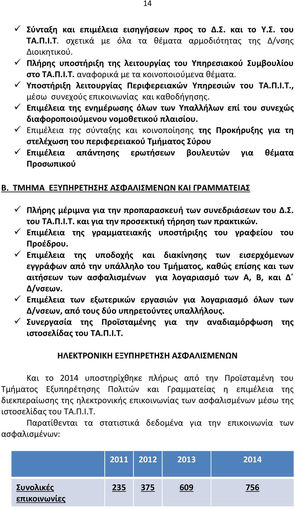Επιμέλεια της ενημέρωσης όλων των Υπαλλήλων επί του συνεχώς διαφοροποιούμενου νομοθετικού πλαισίου.