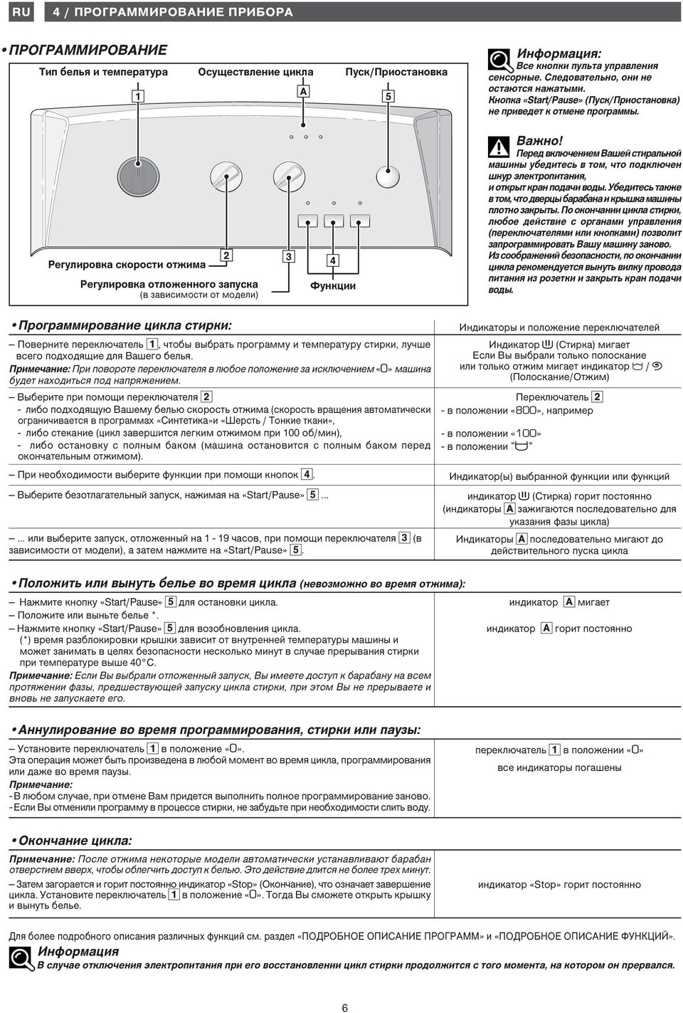 ....., - 9, 3 ( ), «Start/Pause» 5.
