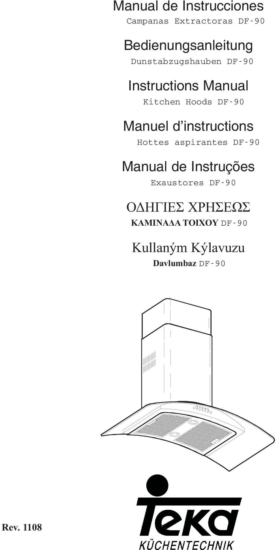 instructions Hottes aspirantes DF-90 Manual de Instruções Exaustores DF-90