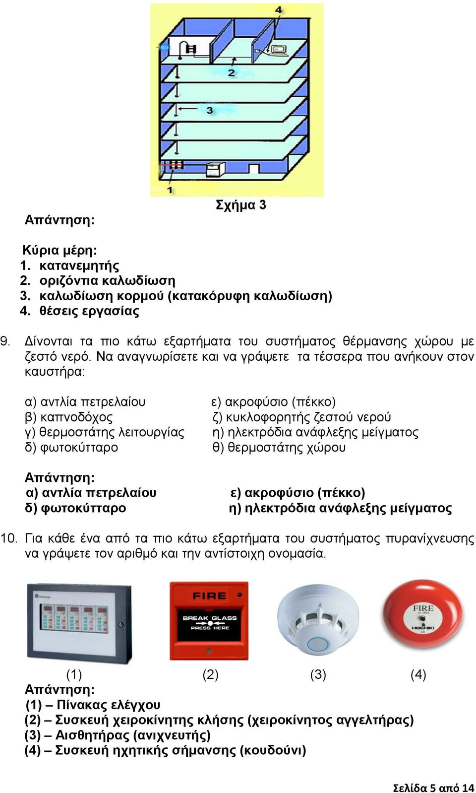 ανάφλεξης μείγματος δ) φωτοκύτταρο θ) θερμοστάτης χώρου α) αντλία πετρελαίου ε) ακροφύσιο (πέκκο) δ) φωτοκύτταρο η) ηλεκτρόδια ανάφλεξης μείγματος 10.