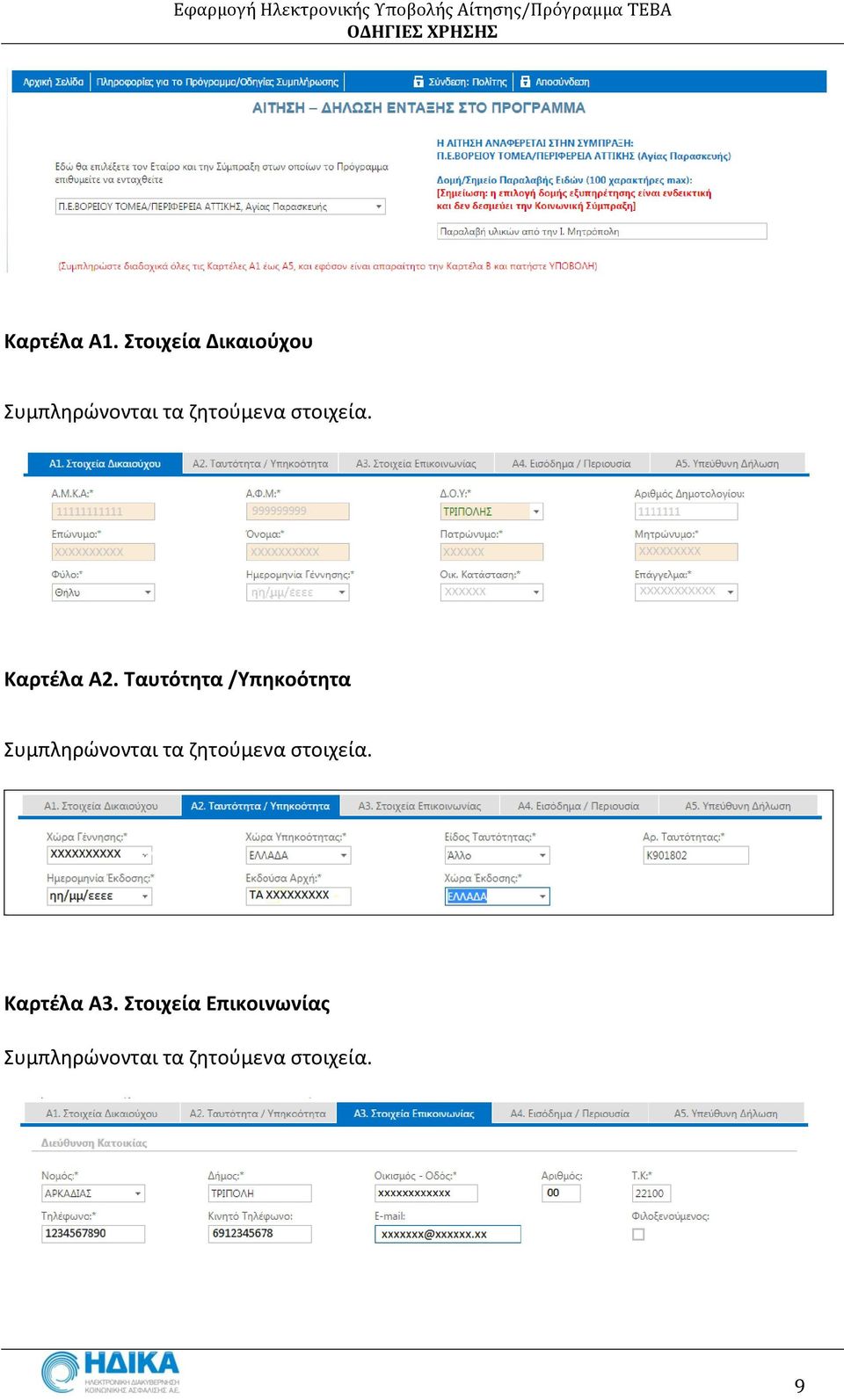 στοιχεία. Καρτέλα Α2.