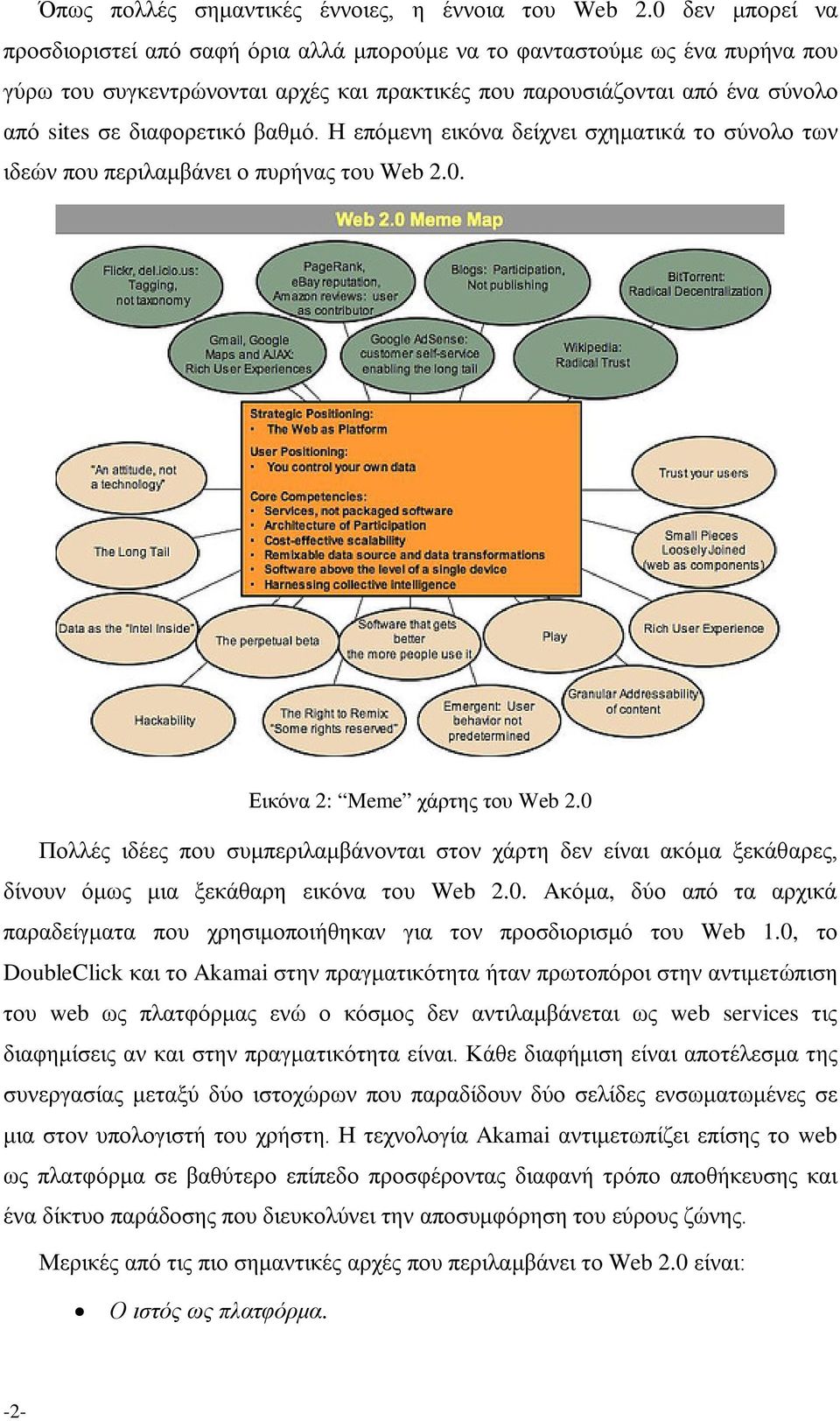 βαθμό. Η επόμενη εικόνα δείχνει σχηματικά το σύνολο των ιδεών που περιλαμβάνει ο πυρήνας του Web 2.0. Εικόνα 2: Meme χάρτης του Web 2.