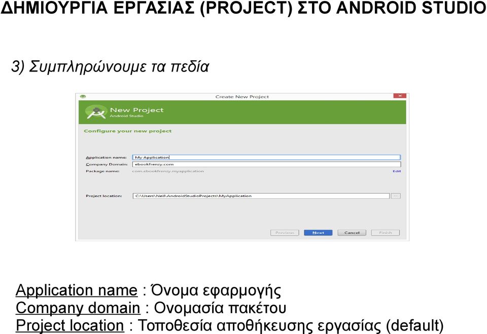 εφαρμογής Company domain : Ονομασία πακέτου