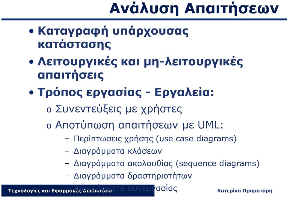 Αποτύπωση απαιτήσεων με UML: Περίπτωσεις χρήσης (use case diagrams) Διαγράμματα