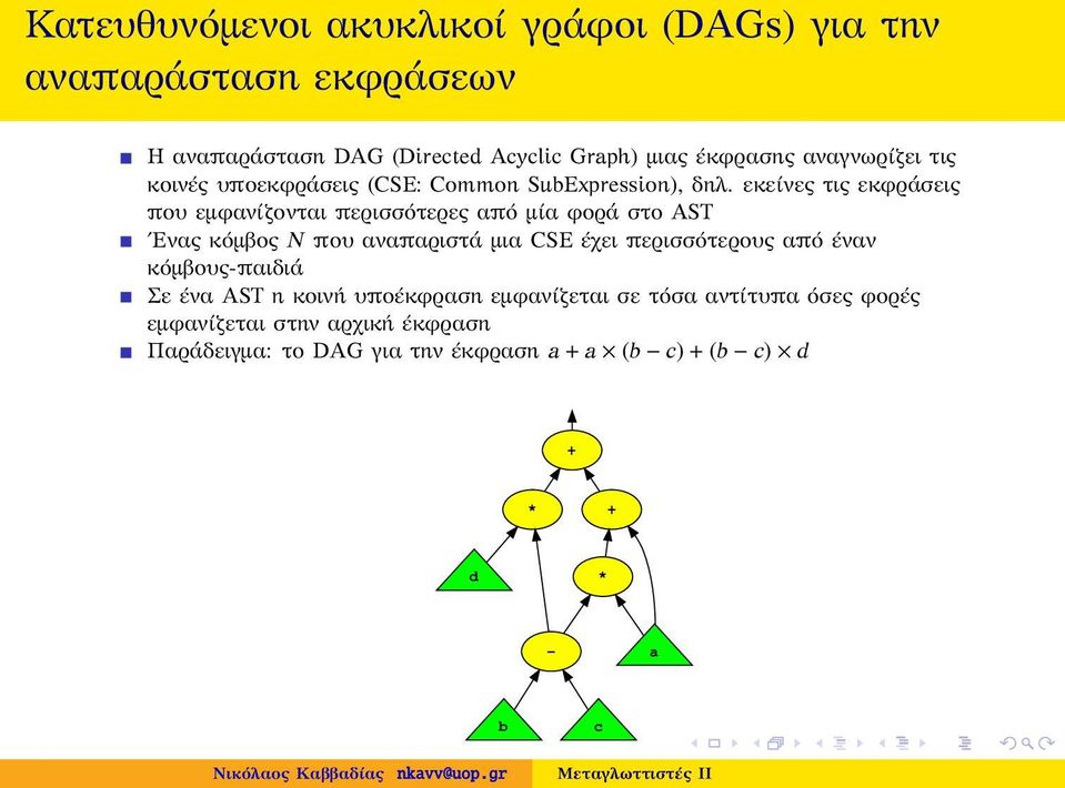 εκείνες τις εκφράσεις που εμφανίζονται περισσότερες από μία φορά στο AS Ενας κόμβος N που αναπαριστά μια CSE έχει περισσότερους από