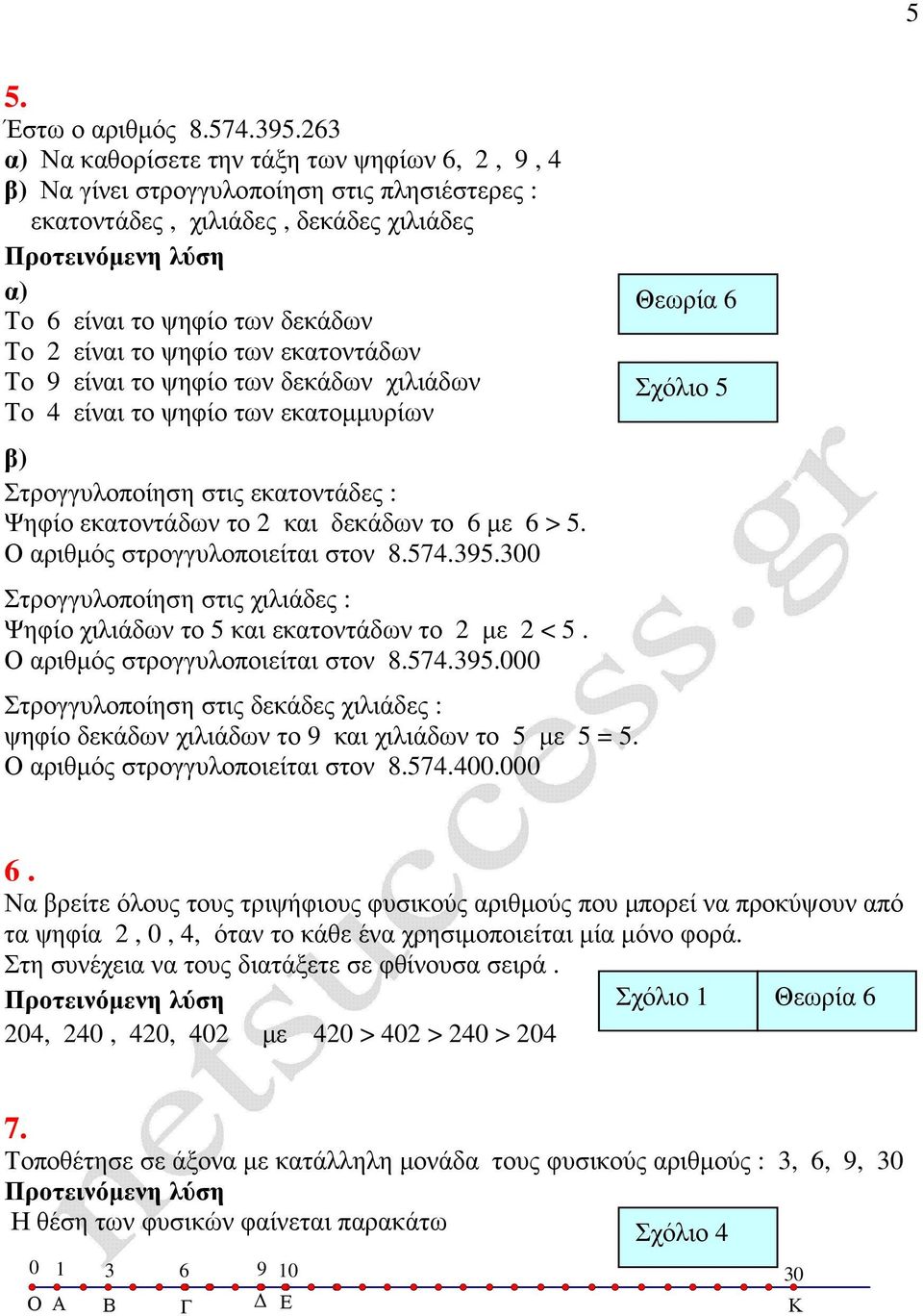 εκατοντάδων Το 9 είναι το ψηφίο των δεκάδων χιλιάδων Το 4 είναι το ψηφίο των εκατοµµυρίων β) Στρογγυλοποίηση στις εκατοντάδες : Ψηφίο εκατοντάδων το 2 και δεκάδων το 6 µε 6 > 5.