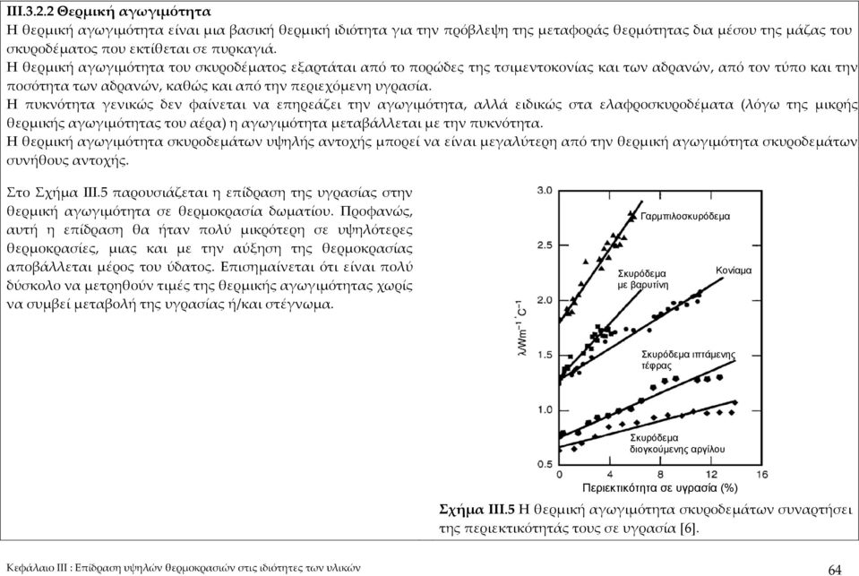 Η πυκνότητα γενικώς δεν φαίνεται να επηρεάζει την αγωγιμότητα, αλλά ειδικώς στα ελαφροσκυροδέματα (λόγω της μικρής θερμικής αγωγιμότητας του αέρα) η αγωγιμότητα μεταβάλλεται με την πυκνότητα.