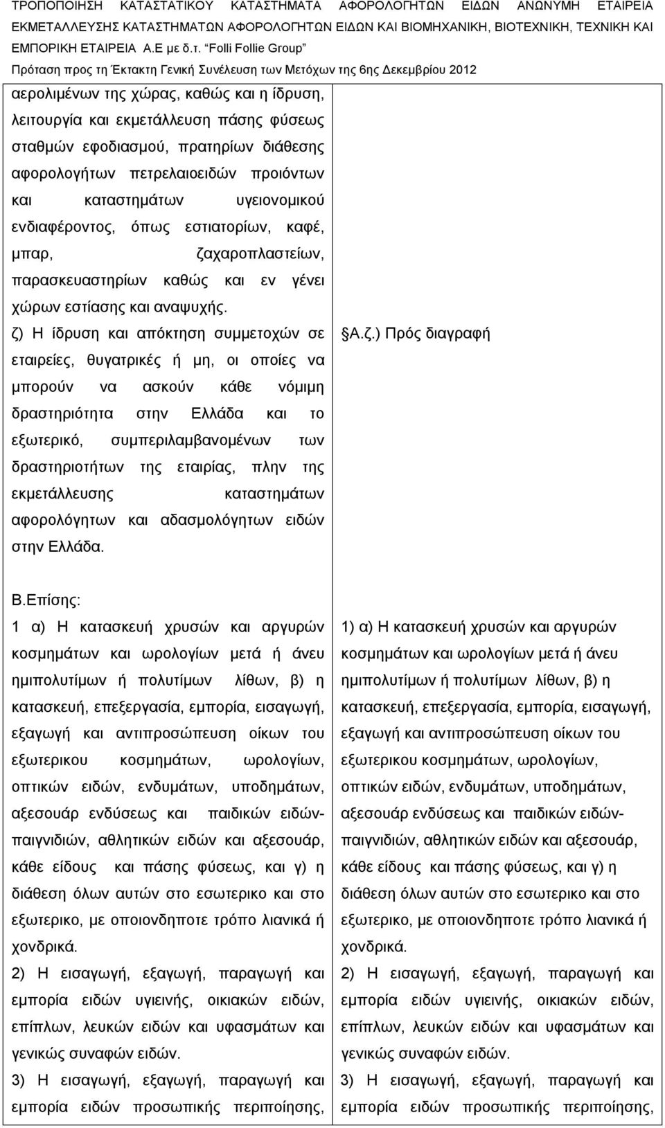 χαροπλαστείων, παρασκευαστηρίων καθώς και εν γένει χώρων εστίασης και αναψυχής. ζ)