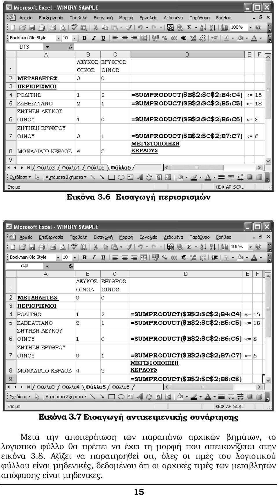 λογιστικό φύλλο θα πρέπει να έχει τη μορφή που απεικονίζεται στην εικόνα 3.8.