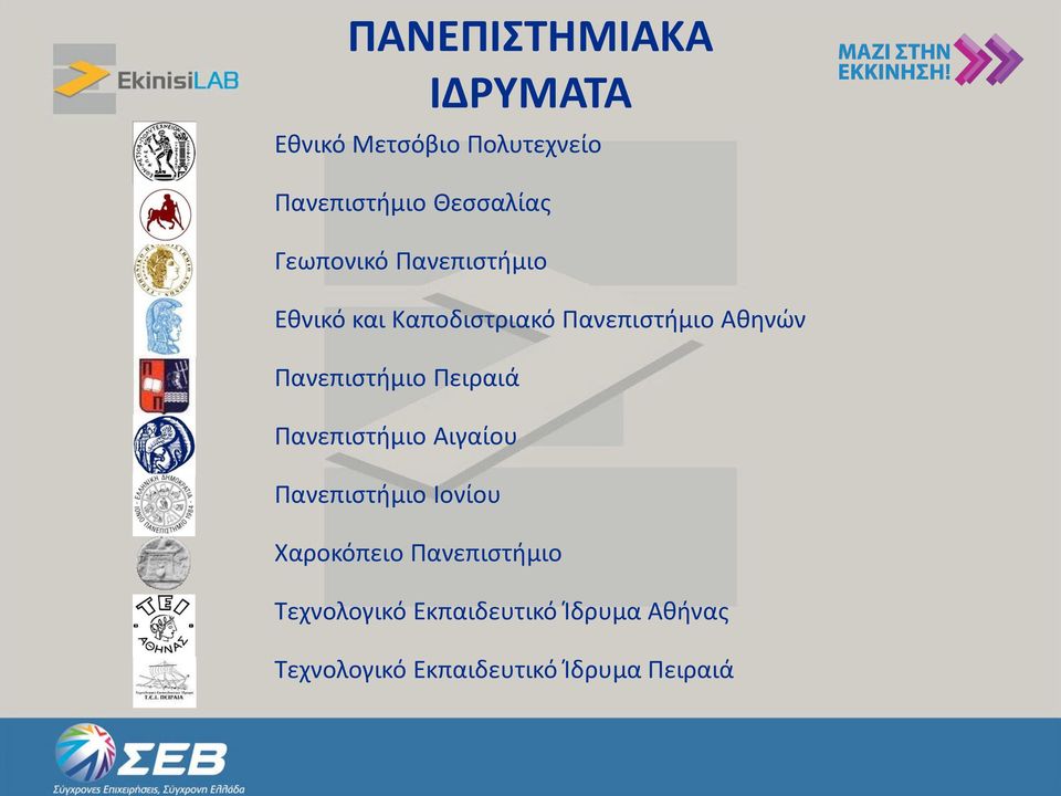 Πανεπιστήμιο Πειραιά Πανεπιστήμιο Αιγαίου Πανεπιστήμιο Ιονίου Χαροκόπειο