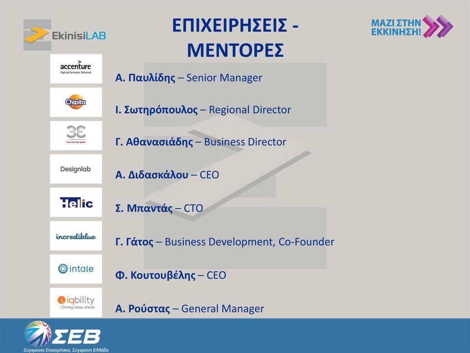 Αθανασιάδης Business Director Α. Διδασκάλου CEO Σ.