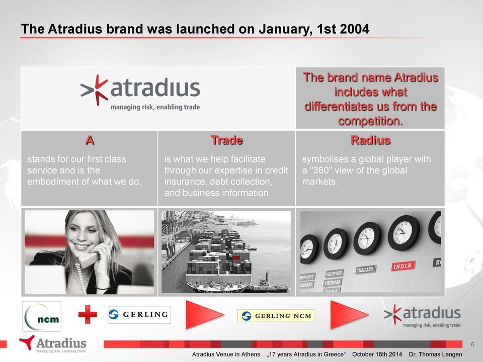 The brand name Atradius includes what differentiates us from the competition.