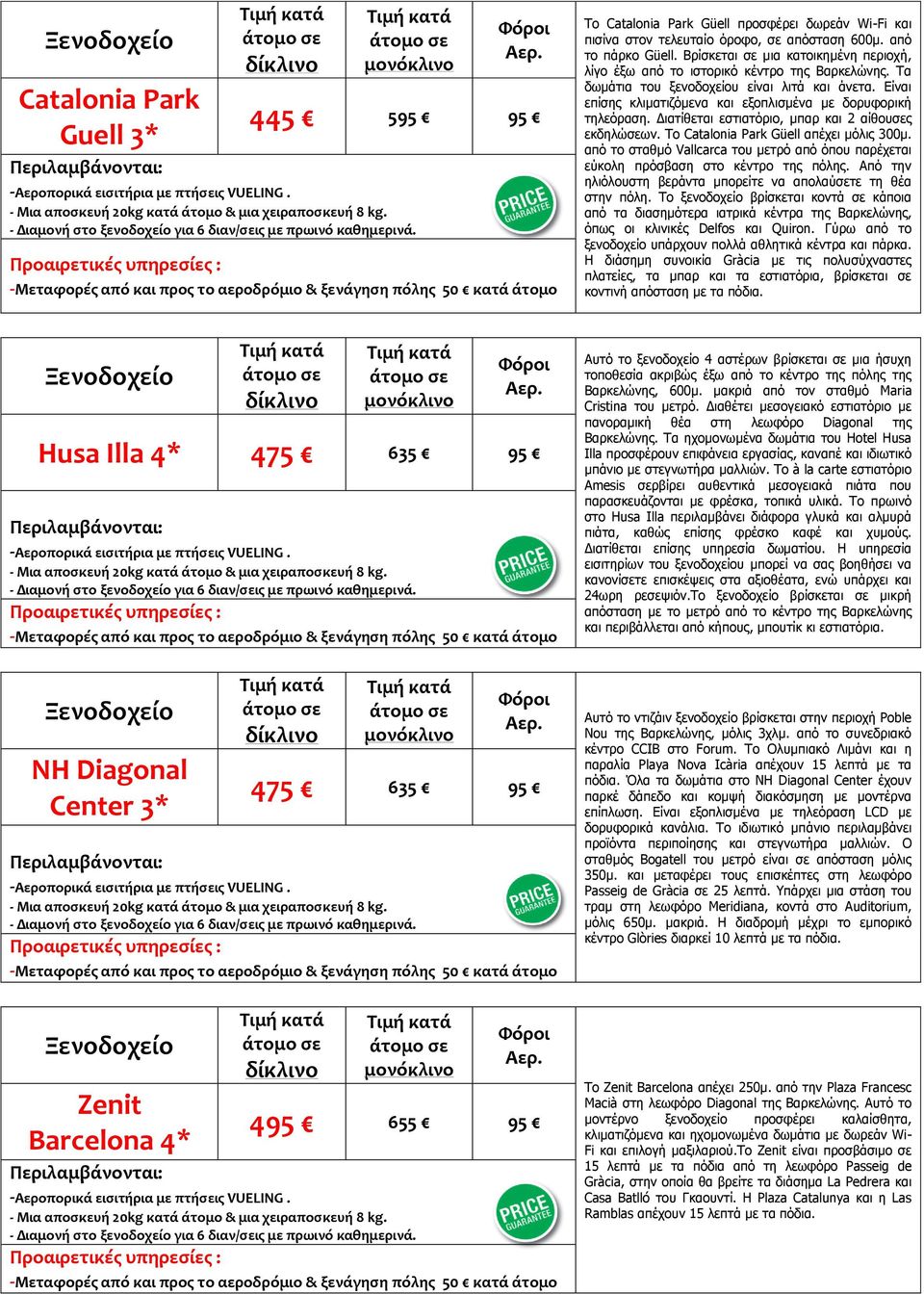 Είναι επίσης κλιματιζόμενα και εξοπλισμένα με δορυφορική τηλεόραση. Διατίθεται εστιατόριο, μπαρ και 2 αίθουσες εκδηλώσεων. Το Catalonia Park Güell απέχει μόλις 300μ.