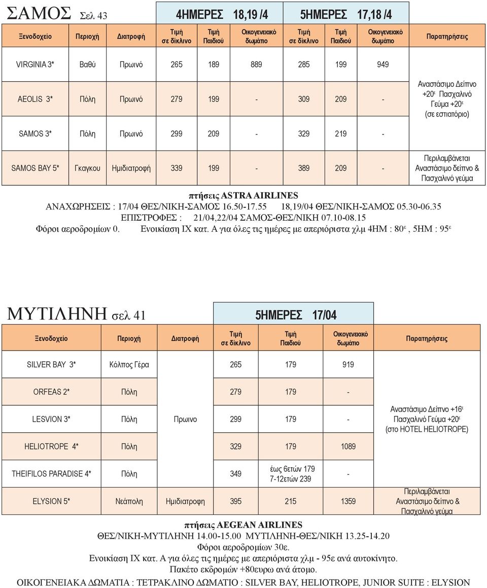 50-17.55 18,19/0 ΘΕΣ/ΝΙΚΗ-ΣΑΜΟΣ 05.30-06.35 ΕΠΙΣΤΡΟΦΕΣ : 21/0,22/0 ΣΑΜΟΣ-ΘΕΣ/ΝΙΚΗ 07.10-08.15 αεροδρομίων 0. Ενοικίαση ΙΧ κατ.