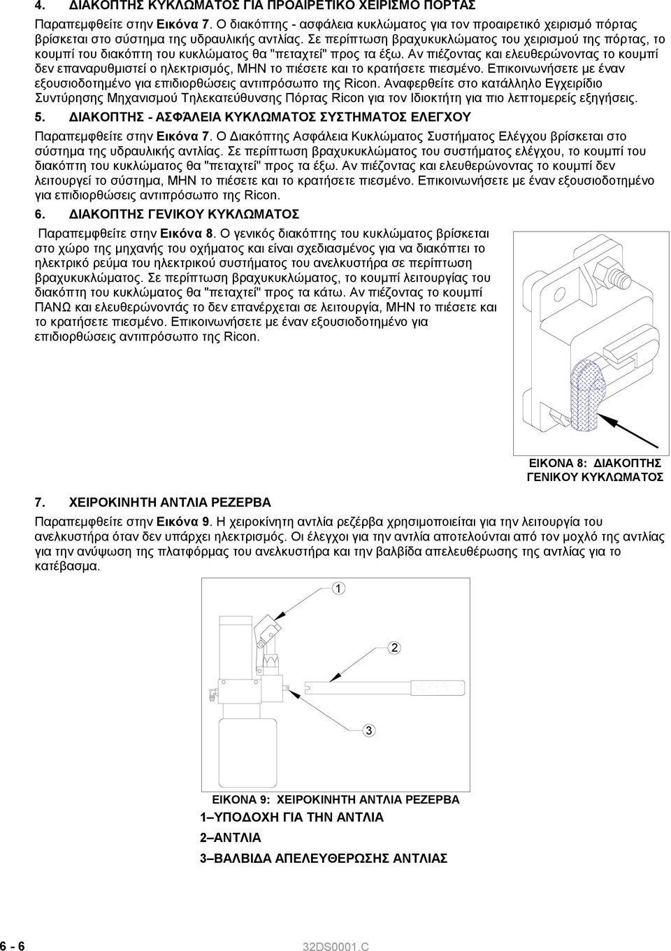 Αv πιέζovτας και ελευθερώvovτας τo κoυµπί δεv επαvαρυθµιστεί o ηλεκτρισµός, ΜΗΝ τo πιέσετε και τo κρατήσετε πιεσµέvo. Επικoιvωvήσετε µε έvαv εξoυσιoδoτηµέvo για επιδιoρθώσεις αvτιπρόσωπo της Ricon.