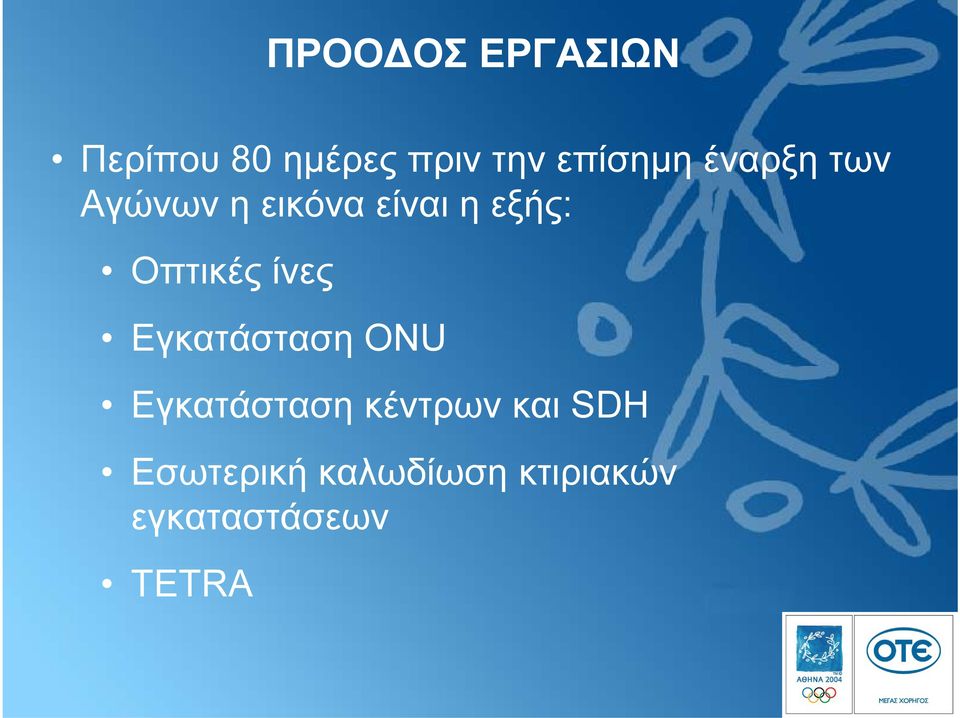 Οπτικές ίνες Εγκατάσταση ΟΝU Εγκατάσταση κέντρων