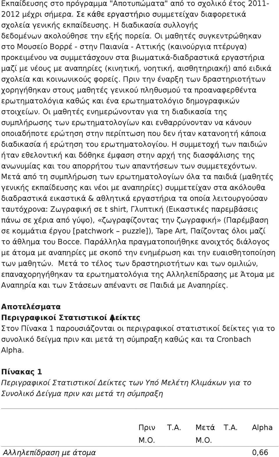 Οι μαθητές συγκεντρώθηκαν στο Μουσείο Βορρέ - στην Παιανία - Αττικής (καινούργια πτέρυγα) προκειμένου να συμμετάσχουν στα βιωματικά-διαδραστικά εργαστήρια μαζί με νέους με αναπηρίες (κινητική,