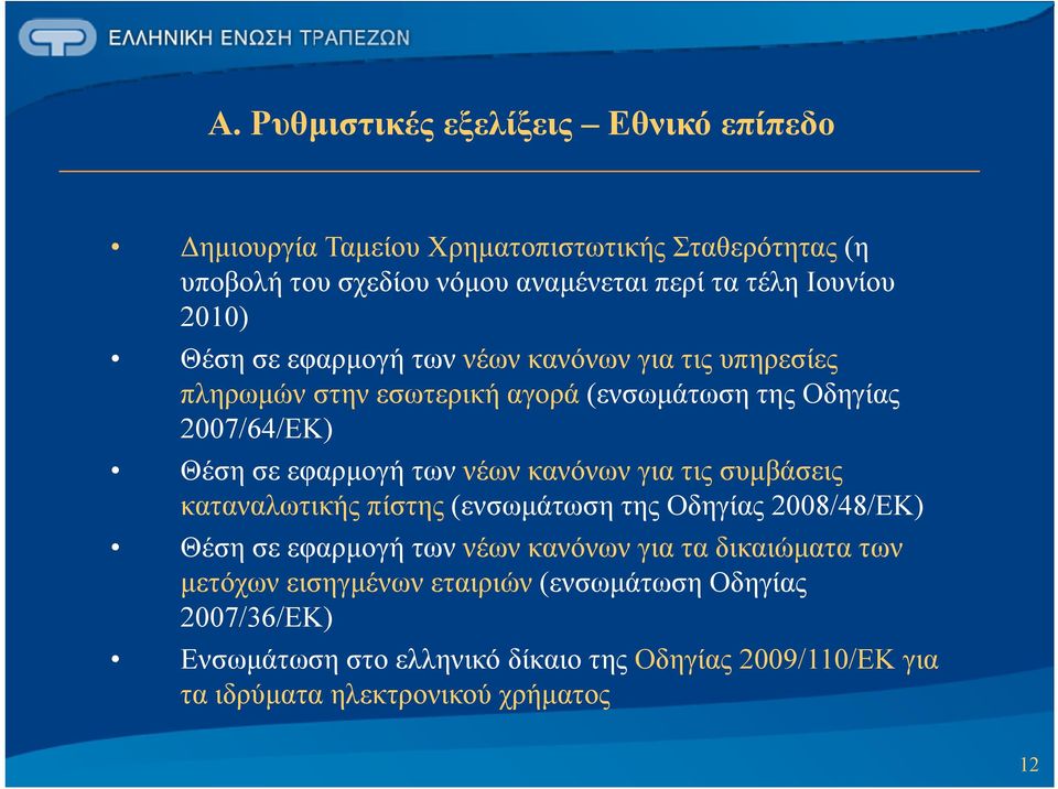 των νέων κανόνων για τις συμβάσεις καταναλωτικής πίστης (ενσωμάτωση της Οδηγίας 2008/48/ΕΚ) Θέση σε εφαρμογή των νέων κανόνων για τα δικαιώματα των