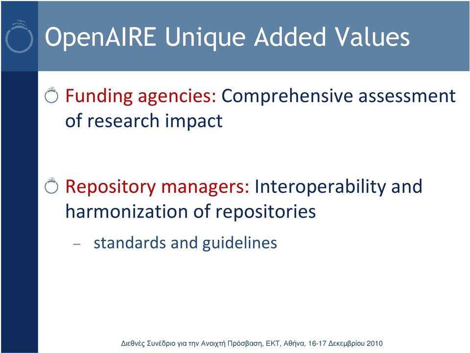 impact Repository managers: Interoperability