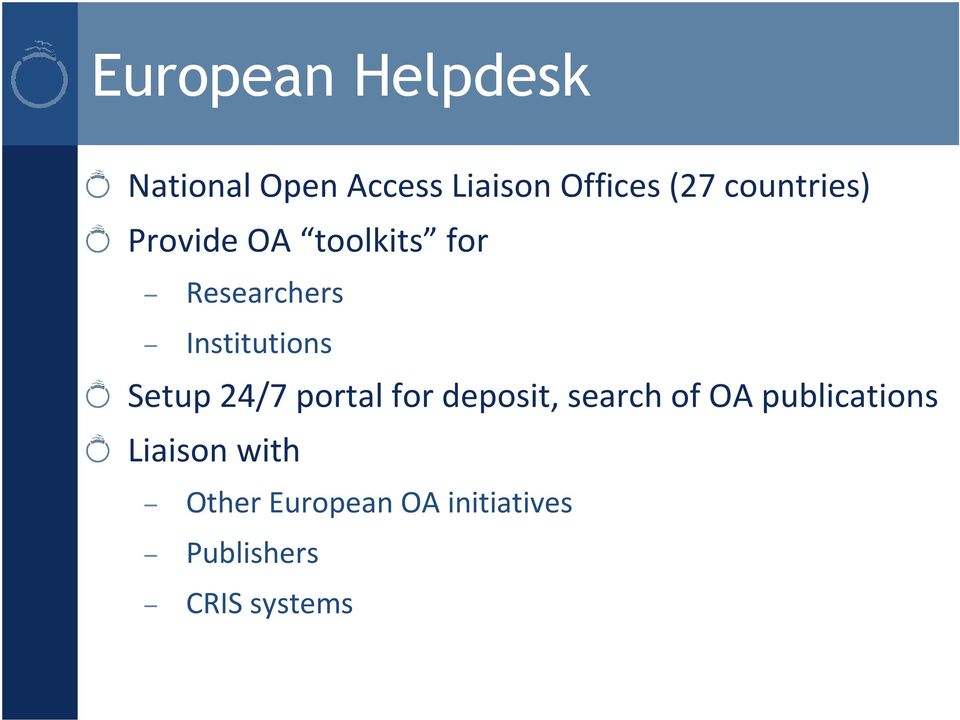 Setup 24/7 portal for deposit, search of OA publications