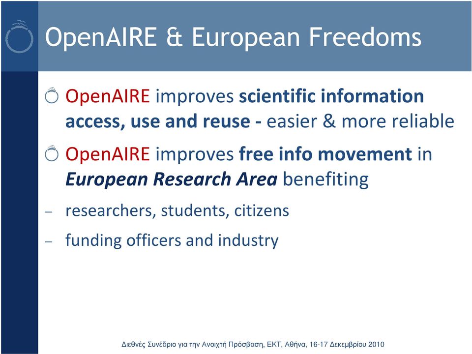 reliable OpenAIREimproves free info movement in European