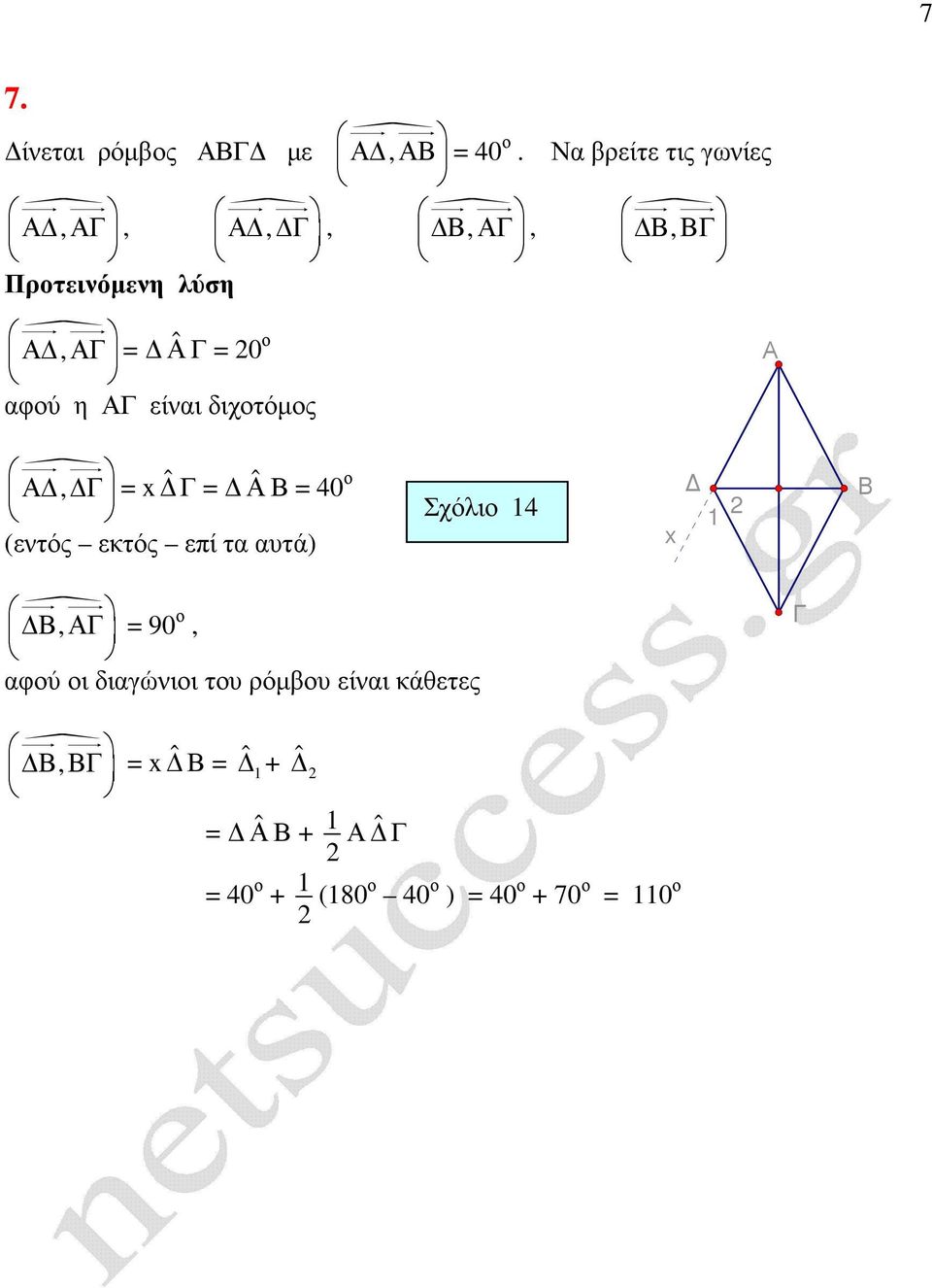 διχτόµς = x ˆ = ˆ = 40 (εντός εκτός επί τα αυτά) Σχόλι 14 1 x