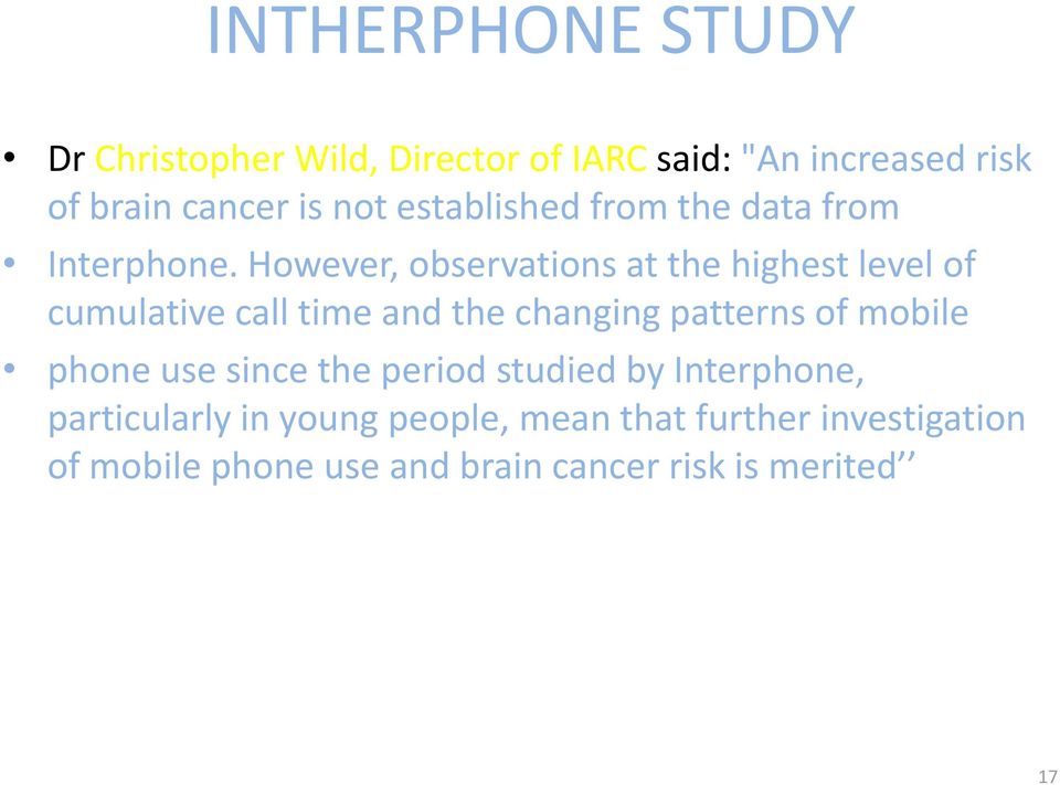 However, observations at the highest level of cumulative call time and the changing patterns of mobile