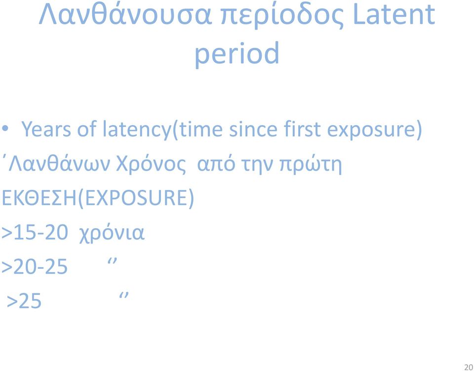 exposure) Λανθάνων Χρόνος από την