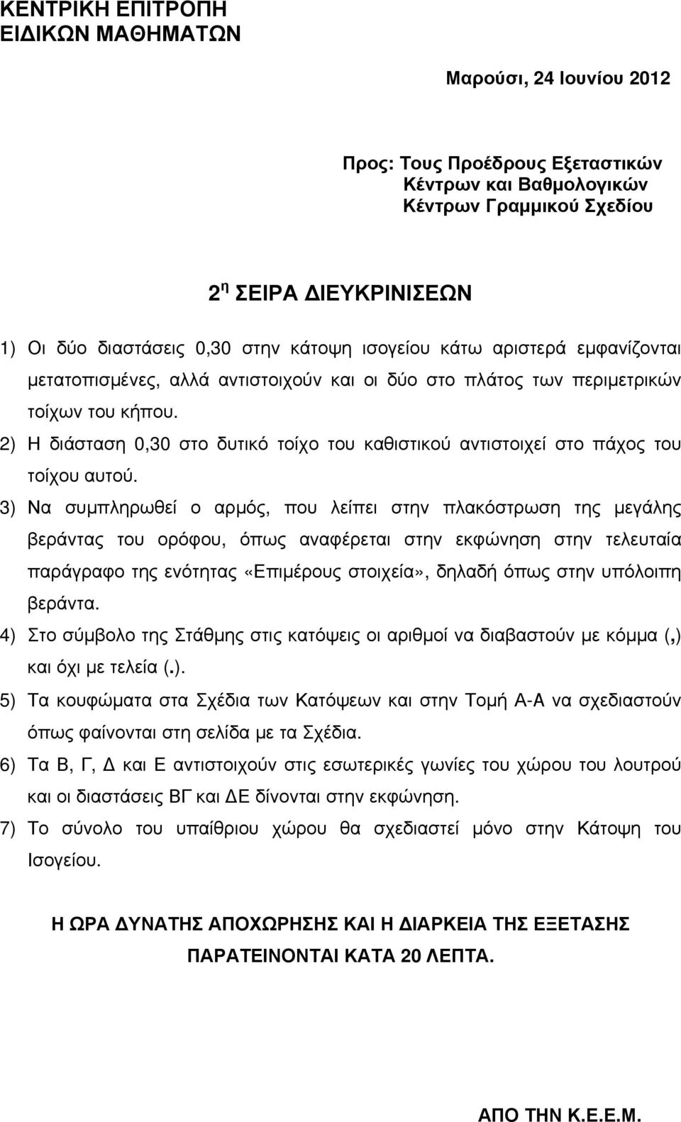 2) Η διάσταση 0,30 στο δυτικό τοίχο του καθιστικού αντιστοιχεί στο πάχος του τοίχου αυτού.