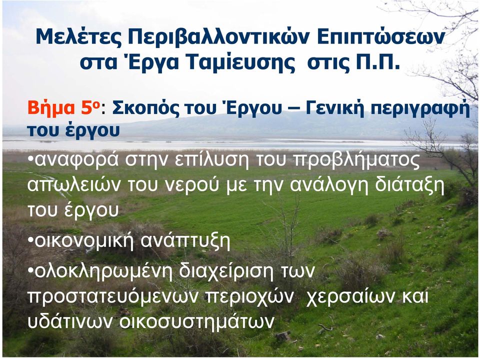 Π. Βήµα 5 ο : Σκοπός του Έργου Γενική περιγραφή του έργου αναφορά στην επίλυση του