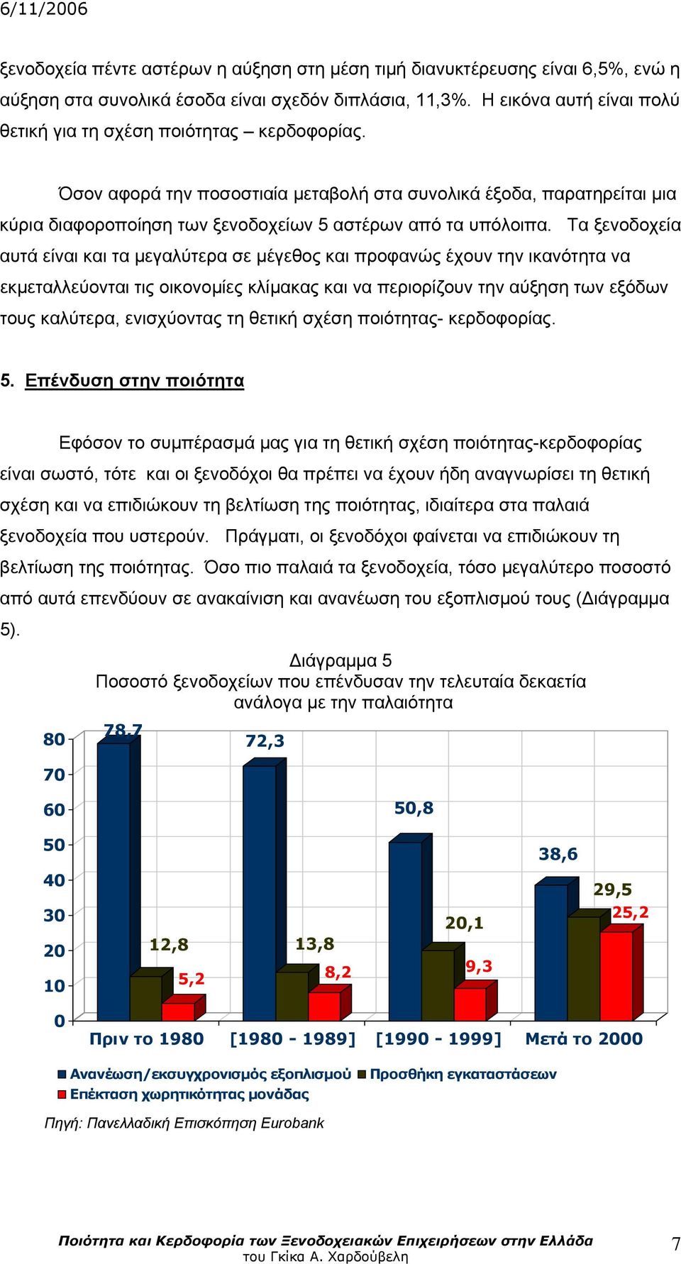 Όσον αφορά την ποσοστιαία μεταβολή στα συνολικά έξοδα, παρατηρείται μια κύρια διαφοροποίηση των ξενοδοχείων 5 αστέρων από τα υπόλοιπα.