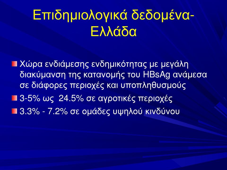 HBsAg ανάμεσα σε διάφορες περιοχές και υποπληθυσμούς