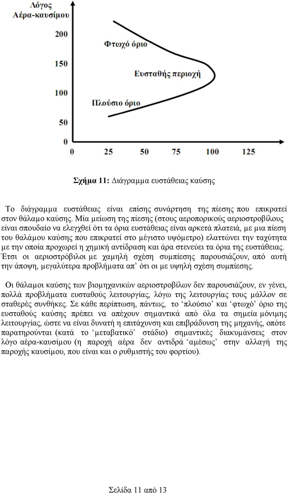 ελαττώνει την ταχύτητα µε την οποία προχωρεί η χηµική αντίδραση και άρα στενεύει τα όρια της ευστάθειας.